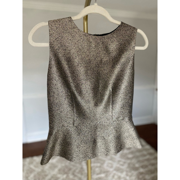 Fossil Metallic Gold Peplum Blouse Tank Top Party Wedding Festival Concert Glam - Picture 2 of 7